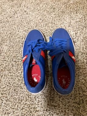 Polo by Ralph Lauren Kids Royal Blue Canvas Sneakers with Red Accents